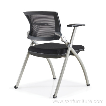 Foldable Grey Steel Training Chair Mesh Meeting Chair